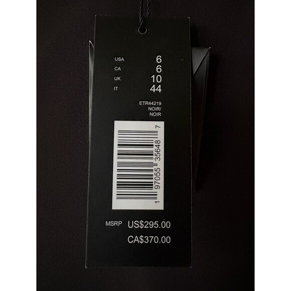 Elie Tahari women Crepe Button Straight Leg Trouser Pant sz 6 Black 31" ins $295 - Picture 7 of 10